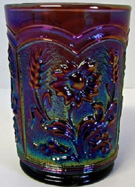 Field Flower Tumbler Made By Imperial Glass Co Carnival Glass