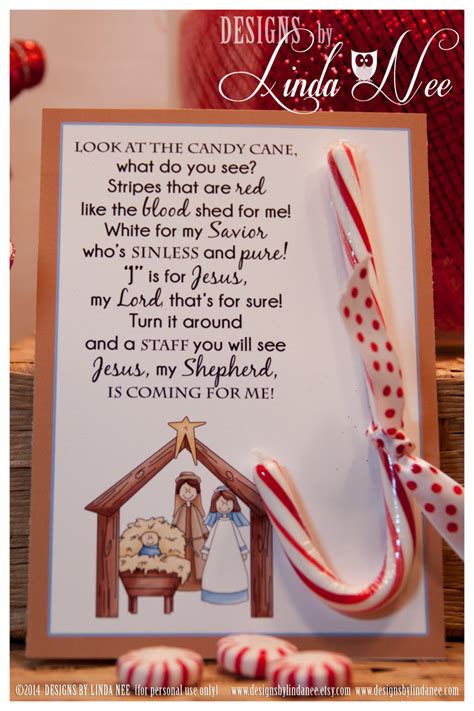 Here is the famous poem about the candy cane that points back to jesus as the meaning of christmas. Legend of the Candy Cane Nativity Card for Witnessing at