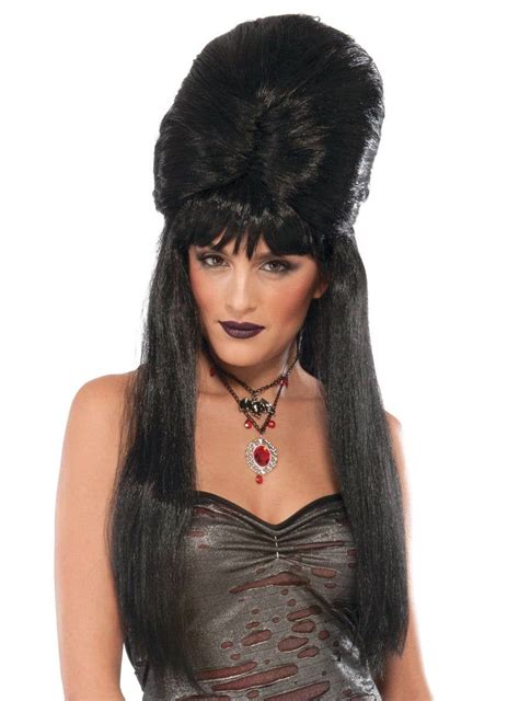Elvira Wig Womens Long Black Beehive Halloween Costume Wig