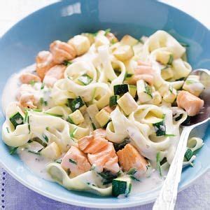 Pasta met zalm roomkaas en courgette recept Allerhande
