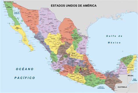 Mapas de MÉXICO con nombres ciudades estados capitales carreteras satelital turístico