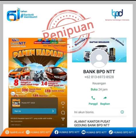 Bank NTT Imbau Nasabah Waspada Modus Penipuan Panen Hadiah Koran NTT