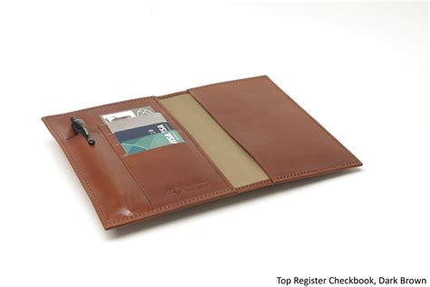 Leather Top Stub Checkbook Card Wallet With Pen Slot