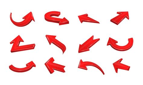 Premium Vector 3d Realistic Red Arrows Pointing In Various Directions