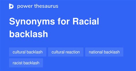 racial backlash synonyms 7 words and phrases for racial backlash
