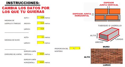 PROGRAMA QUE CALCULA CANTIDAD DE LADRILLOS Y CANTIDAD DE MORTERO PARA