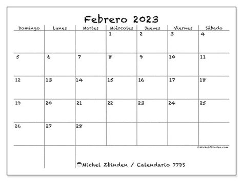 Calendario Febrero De 2023 Para Imprimir 621ds Michel Zbinden Co Hot