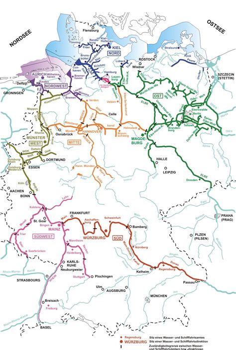 Das netz der bundeswasserstraßen in deutschland umfasst gesamt (zum vergrößern der karte bitte anklicken). Wasserstraßennetz - Deutscher Wasserstraßen- und ...