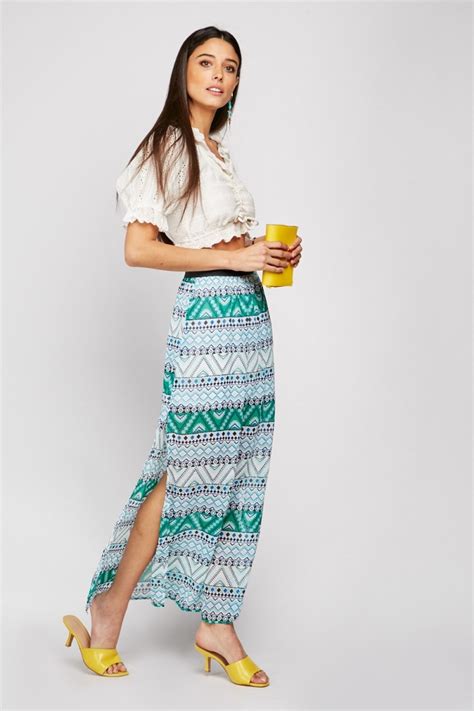 Aztec Print Sheer Maxi Skirt Just 3