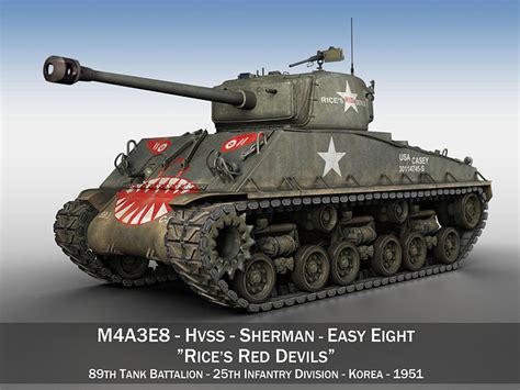 M4a3e8 Sherman Easy Eight Rice Red Devils 3d Model Cgtrader