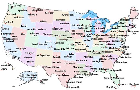United States Map With Major Cities Printable Prntbl