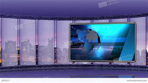 News Tv Studio Set 90 Virtual Green Screen Background Loop
