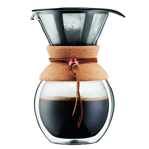 Bodum Pour Over Coffee Maker With Permanent Filter Double Wall Cork
