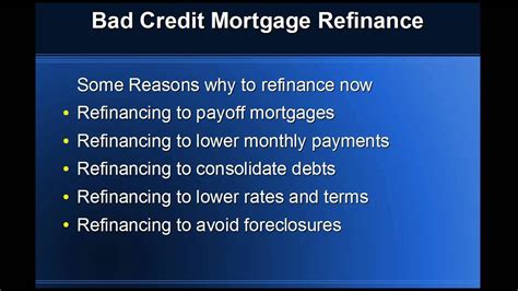Bad Credit Mortgage Refinances How They Can Help You Youtube