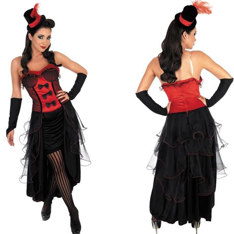 Ladies Burlesque Costume Womens Moulin Rouge Dancer Fancy Dress