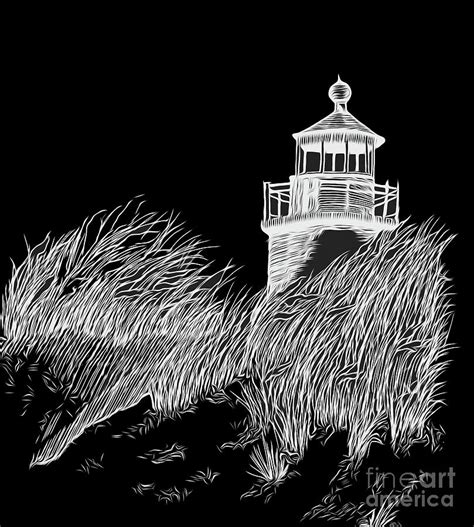 Lighthouse Pen And Ink Drawing Abstract Expressionism And Exclusion Fusion Effects Drawing By