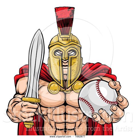 Vector Illustration Of Spartan Trojan Baseball Sports Mascot By