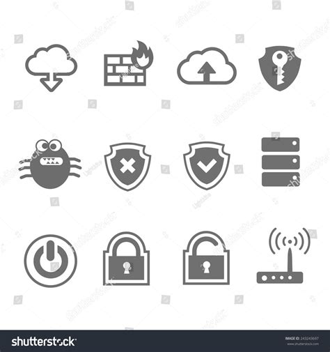 Computer Network Security Icon Set Single Stock Vector Royalty Free