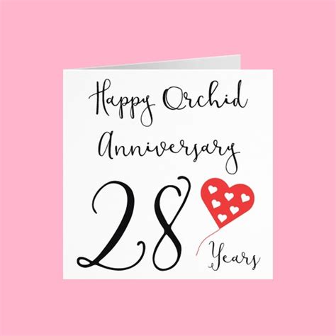 28th Wedding Anniversary Card Happy Orchid Anniversary 28 Etsy