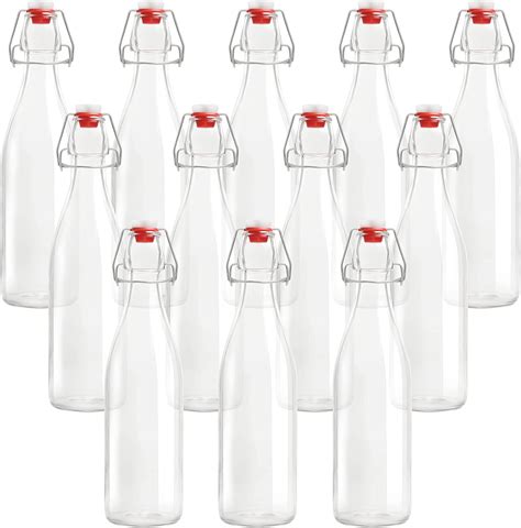 Kurtzy Botellas Cristal Tapón Basculante Pack De 12 Set Botella