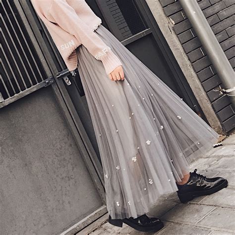 2017 Spring Summer Fashion Korean Style Big Swing Maxi Skirts Womens