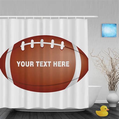 Personalize American Football Rugby Shower Curtain Custom Text Bathroom