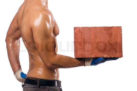 Sexy Construction Worker With Bricks Stock Image Colourbox
