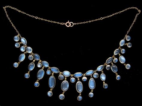 Edwardian Ct Gold Moonstone Necklace The Antique Jewellery Company