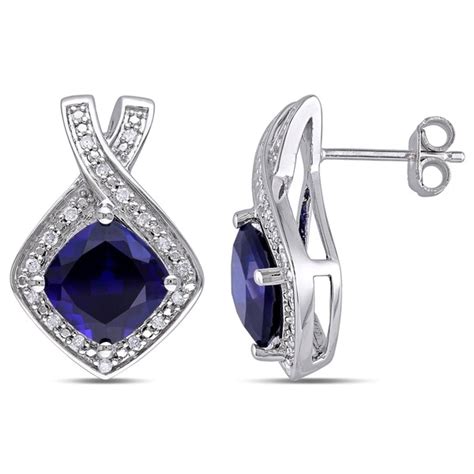 Shop Miadora Sterling Silver Created Blue Sapphire And 1 5ct TDW