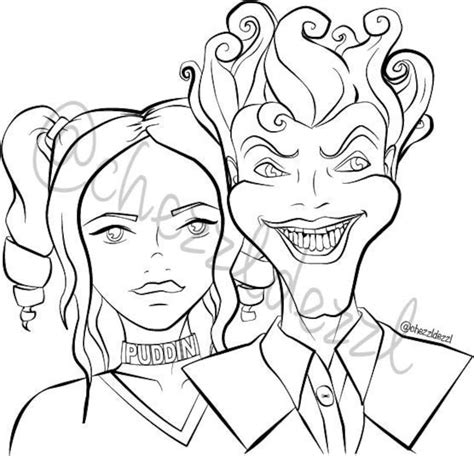 Harley Quinn And The Joker Coloring Page Digital Download Etsy