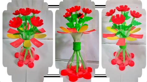 8 Diy Plastic Bottle Flower Vase Craft Ideas Youtube