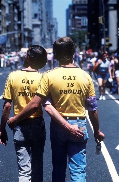 vintageeveryday a couple wearing ‘gay is proud t shirts at a gay pride march new york 1970s