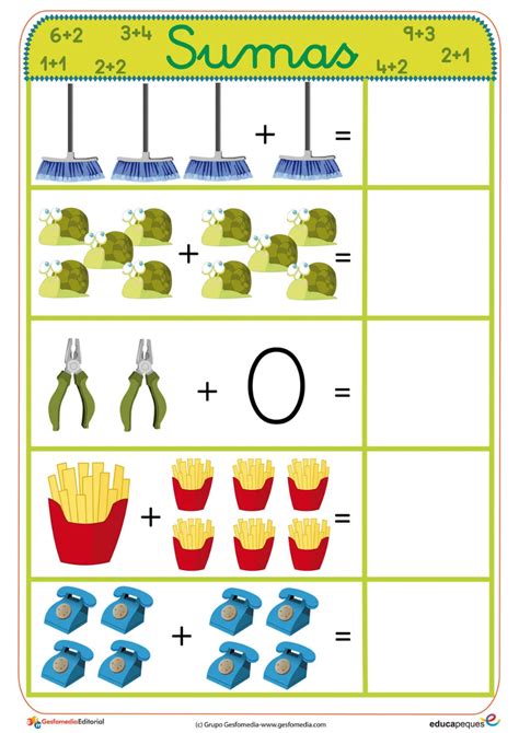 Fichas De Sumas 004 Fichas Matemáticas Para Jardín De Infantes Matemáticas Para Niños