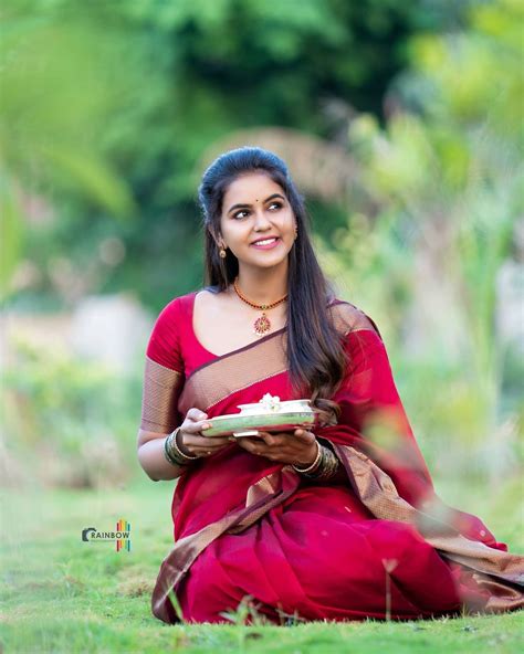 chaitra reddy in maroon silk saree photos south indian actress
