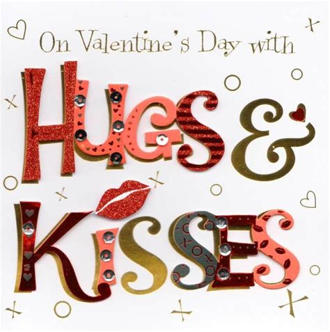 hugs and kisses on valentine s day greeting card cards love kates