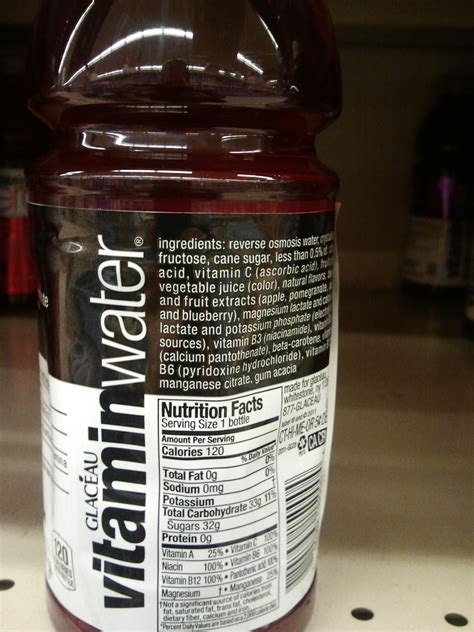 Vitamin Water Nutrition Facts Label Labels 2021