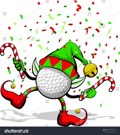 A Golf Ball Celebrating Christmas By Dancing With Candy Canes Elf Ears