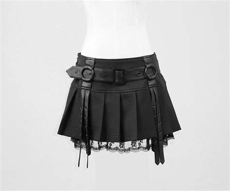 Black Pleated Mini Goth Skirt Mini Skirts Pleated Mini Skirt Skirt