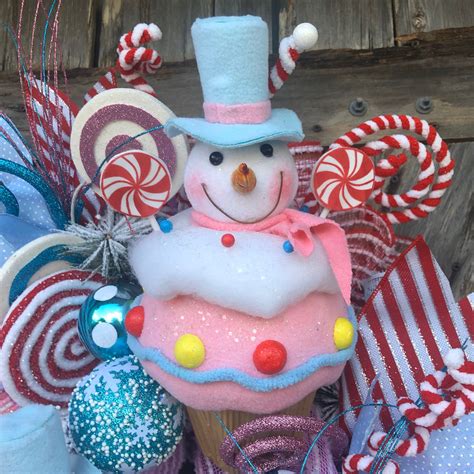 Snowman Wreath Whimsical Christmas Snowman Christmas Decor Candy