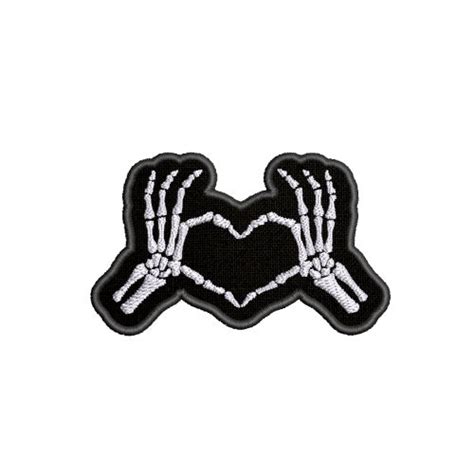 Skeleton Hands Heart Love Embroidered Iron On Patch Halloween Etsy
