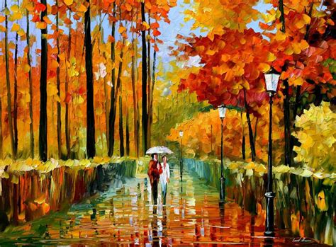 Autumn Rain — Palette Knife Oil Painting Painting By Leonid Afremov