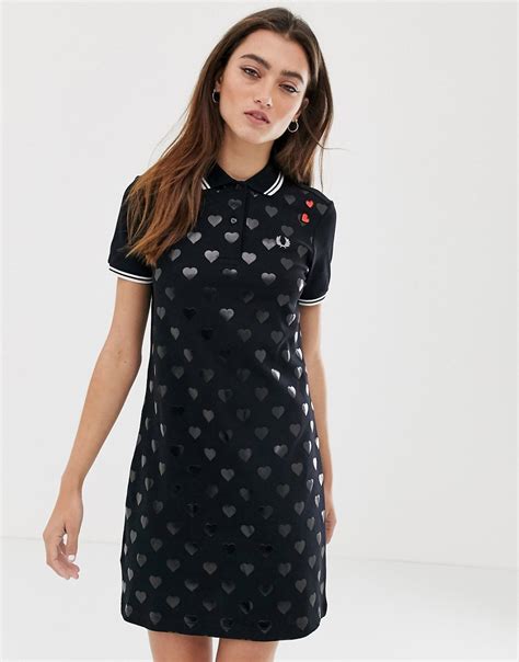 Fred Perry X Amy Winehouse Heart Pique Dress Black Modesens