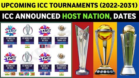 ICC Upcoming Tournaments From To Host Nation Dates ODI WC T WC Champions
