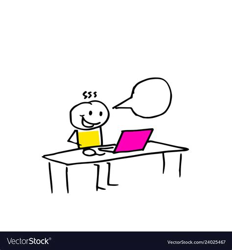 Stick Figure Working On A Computer Royalty Free Vector Image