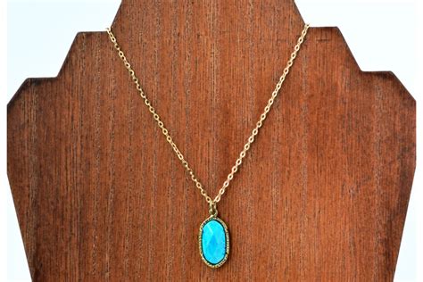 Turquoise Pendant Gold Chain Necklace Enchainted Collection