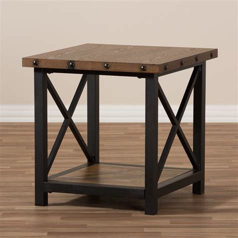 Textured Industrial Black And Brown End Table Herzen Rc Willey