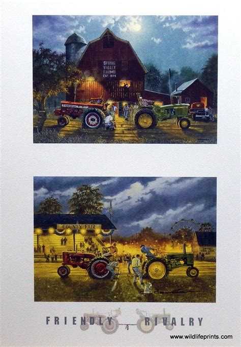 Artist Dave Barnhouse Unframed Tractor Art Print Friendly Rivalry