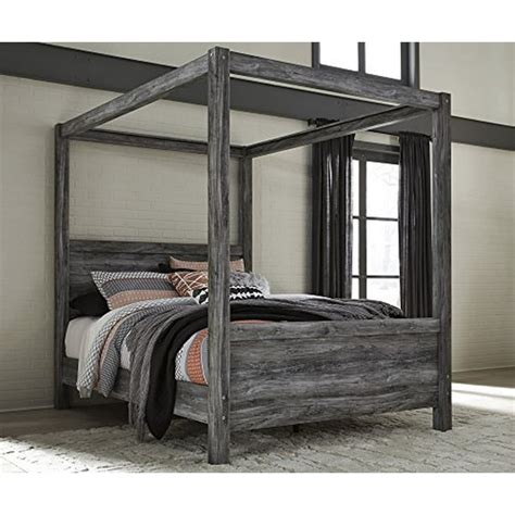 Signature Design Baystorm Gray Wood Queen Canopy Bed By Ashley