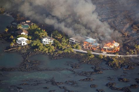 Lava Destroys Homes In The Kapoho Area East Of Pahoa During Ongoing Eruptions Of The Kilauea