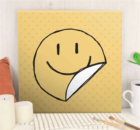 Yellow Smile Crayon Face Canvas Art Prints TenStickers
